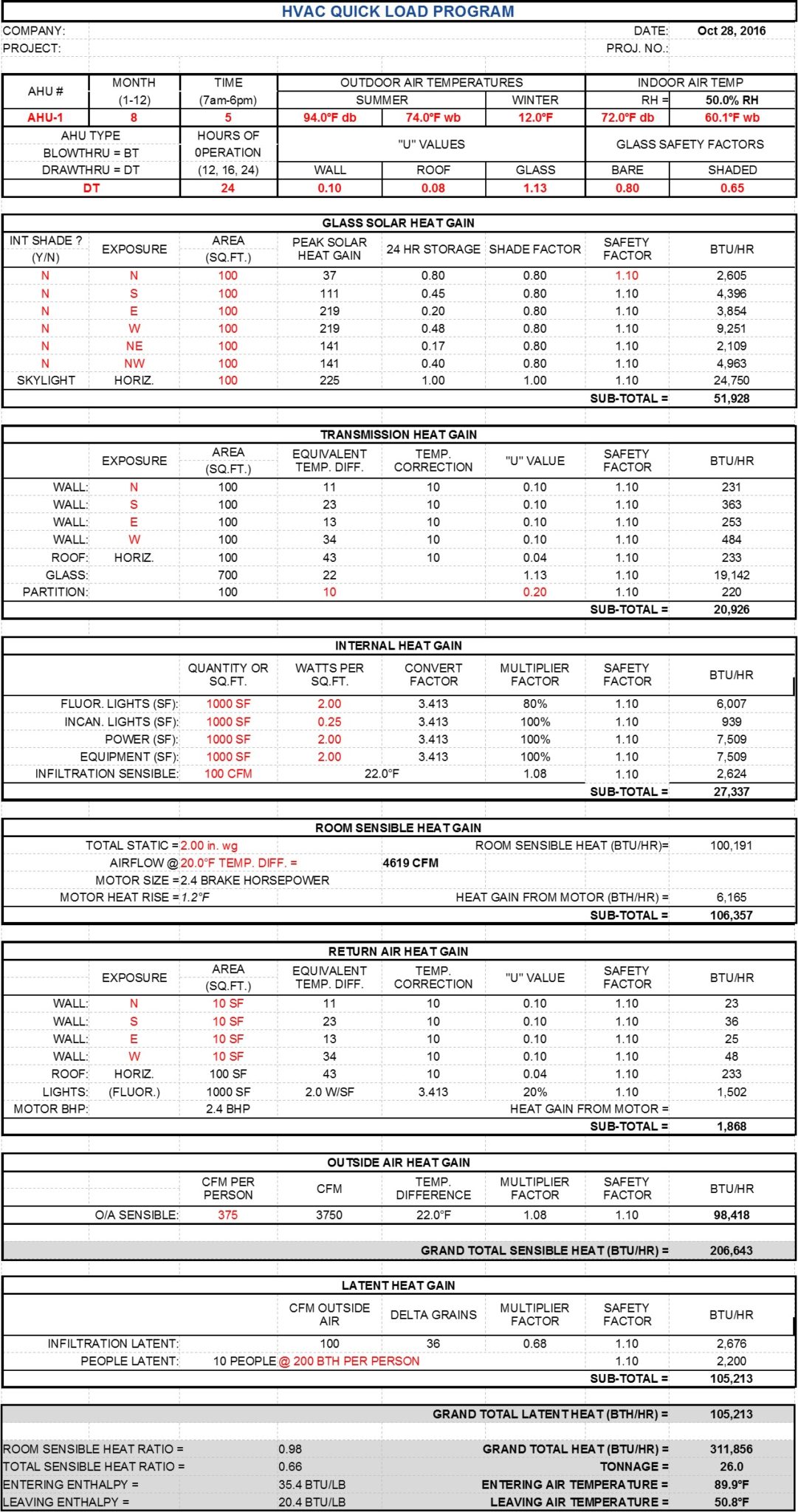 Hvac Load Calculations Worksheet Quick And Easy Hvac Program